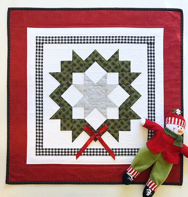 Christmas Quilt Patterns PDF Christmas Table Runner Pattern & FREE Pillow Pattern Easy Quilt Patterns Star Wreath Quilting Patterns image 6