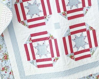 Baby Quilt Pattern PDF Easy Quilt Patterns Patriotic Quilt Pattern with Stars and Stripes Parade Days with 5 Sizes Included