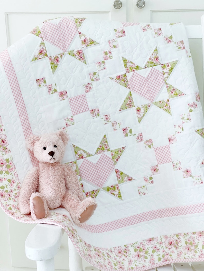 Baby Quilt Patterns PDF Easy Quilting Patterns Heart Quilt Pattern Loving Wishes Quilt Pattern image 1