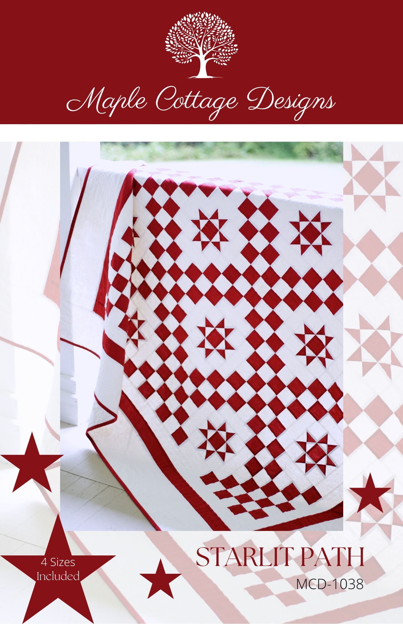 Red and White Quilt Patterns PDF Easy Quilt Pattern Farmhouse Etsy