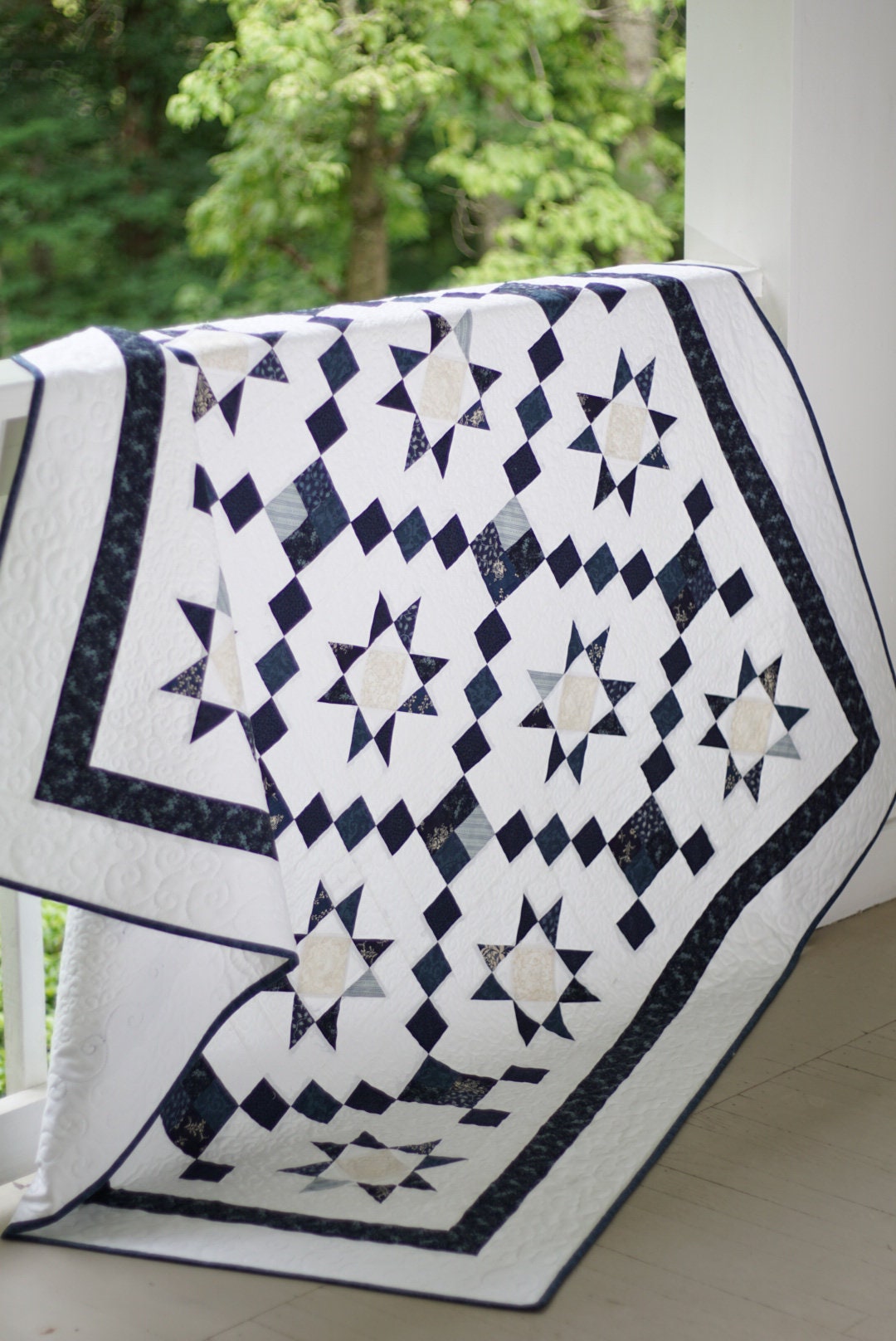 Star Quilt Patterns PDF Easy Quilt Pattern Blue and White | Etsy