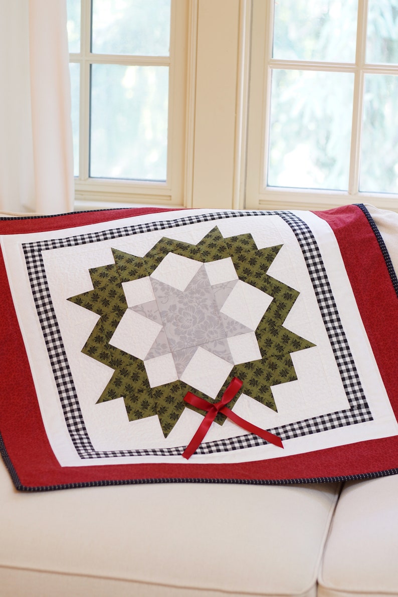 Christmas Quilt Patterns PDF Christmas Table Runner Pattern & FREE Pillow Pattern Easy Quilt Patterns Star Wreath Quilting Patterns image 5