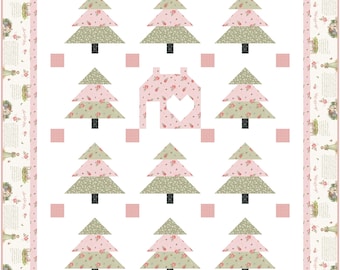 Kit de acolchado Little Forest Cottage para cuna de niña. Manta pequeña de 124 x 152 cm. Incluye telas de Ana de las Tejas Verdes. Patrón incluido.