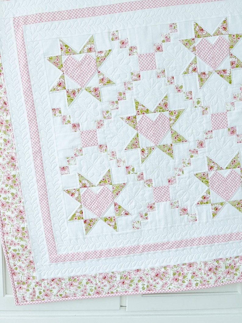 Baby Quilt Patterns PDF Easy Quilting Patterns Heart Quilt Pattern Loving Wishes Quilt Pattern image 5