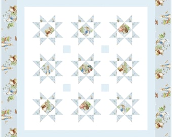 Baby Quilt Kit for Boy Quilt Starlit Dreams Quilt Kit for Baby Crib Quilt Size 44" x 44" Pattern Included with Peter Rabbit Fabrics