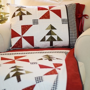 Christmas Quilt Patterns PDF and FREE Pillow Sham Pattern Easy Farmhouse Quilt Pattern Winter Quilt Pattern An Evergreen Christmas image 8