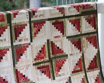 Log Cabin Quilt Pattern PAPER Copy Log Cabin Delight Quilt Pattern Scrappy Quilting Pattern