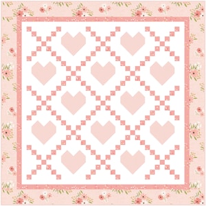 Baby Quilt Kit for Hearts Delight Quilt Kit for Baby Quilt Kits in Pink Baby Quilt Kit for Girl