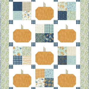 Pumpkin Quilt Pattern PDF Easy Quilt Patterns Fall Quilt Pattern with Pumpkins White Pumpkin Decor Farmhouse Quilt Pumpkin Patch image 5