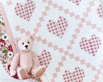 Hearts Delight Quilt Pattern PAPER Copy Baby Quilt Pattern Crib Quilts Heart Quilting Pattern