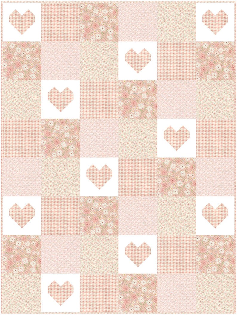Baby Quilt Patterns PDF Easy Quilting Pattern Patchwork of Love Quilt Pattern for Baby Quilts to Wedding Quilts image 5