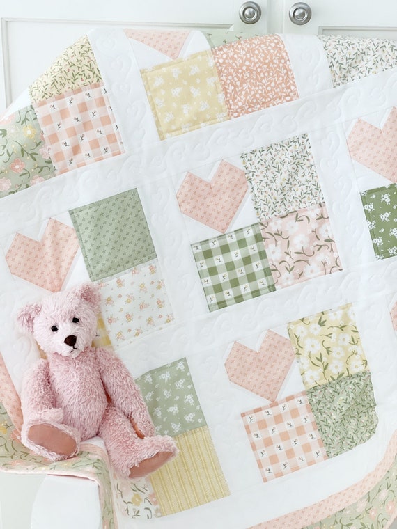 Baby Quilt Pattern Love Grows Here Quilt Pattern PAPER Copy Easy Quilting Patterns for Baby Quilts to Bed Quilts