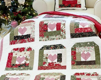 Quilt Pattern for Jelly Rolls PAPER Copy Home Sweet Holidays Quilt Pattern for Christmas Easy Quilting Patterns