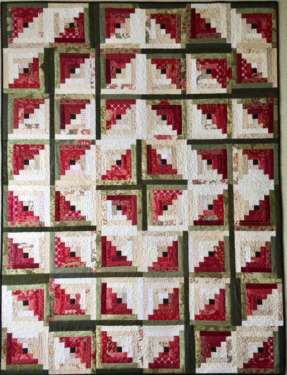 Log Cabin Quilt Patterns Pdf Christmas Quilt Pattern Easy Etsy
