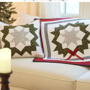 Christmas Quilt Patterns PDF Christmas Table Runner Pattern & FREE Pillow Pattern Easy Quilt Patterns Star Wreath Quilting Patterns image 1