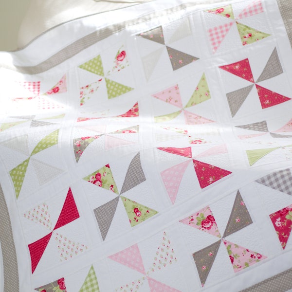 Charm Pack Quilt Pattern PDF Easy Quilt Patterns for Beginners Pinwheel Quilt Pattern Scrappy Pattern Baby Quilt Patterns Throw Quilt