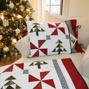 Christmas Quilt Patterns PDF and FREE Pillow Sham Pattern Easy Farmhouse Quilt Pattern Winter Quilt Pattern An Evergreen Christmas image 5