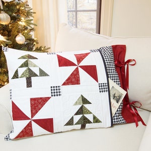 Christmas Quilt Patterns PDF and FREE Pillow Sham Pattern Easy Farmhouse Quilt Pattern Winter Quilt Pattern An Evergreen Christmas image 6
