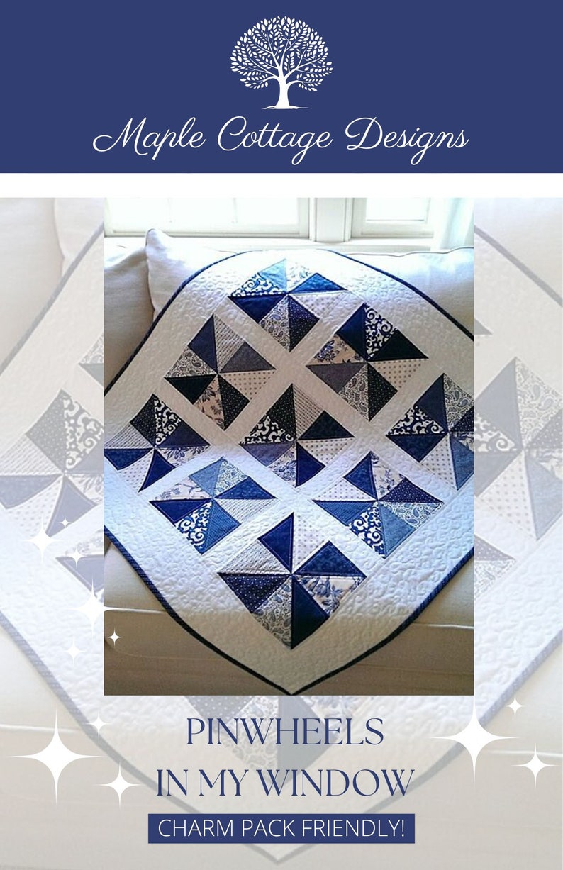 Pinwheel Quilt Pattern PDF Baby Quilt Patterns Easy Quilt Patterns with Charm Packs or Scraps Table Runner Beginner Quilt Pattern image 4