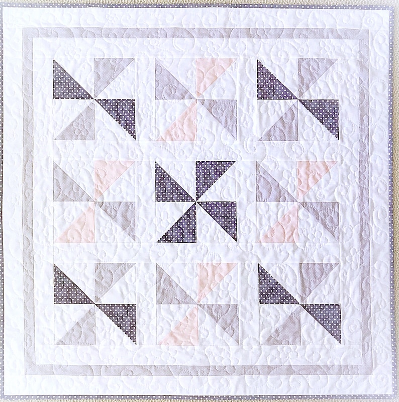 Baby Quilt Patterns PDF and Bonus Elephant Pattern Easy Quilt Pattern Beginner Quilt Pattern Pinwheel Quilt Pattern image 6