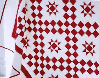 Rot und Weiße Quilt Muster PDF Easy Quilt Muster Bauernhaus Quilting Pattern Patchwork Weihnachten Quilt-Muster Starlit Path