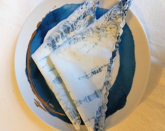 2 Upcycled Vintage Shibori Cocktail Napkins