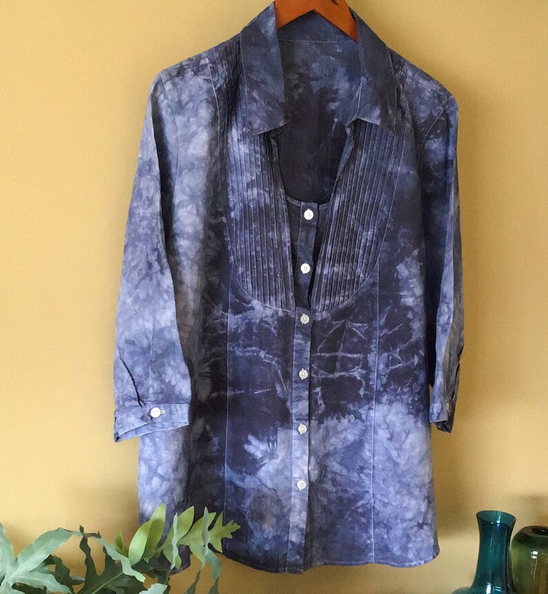 Women/'s 2x shibori linen shirt