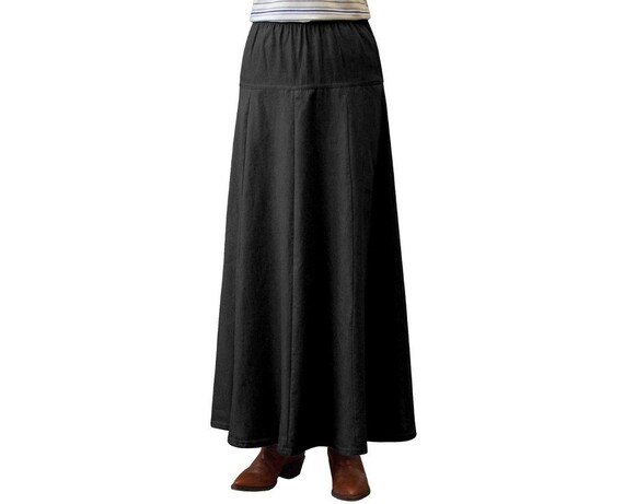 denim a line maxi skirt