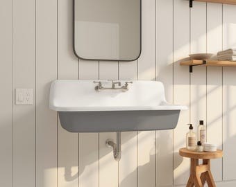 WALL MOUNTABLE! 36" x 18" Single Bowl Reproduction Farmhouse Sink - Summit Gray - Single 8" OC Faucet Holes