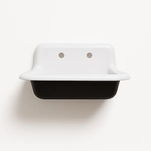 WALL MOUNTABLE! 24&quot; x 18&quot; Single Bowl Reproduction Farmhouse Sink - Tricorn Black