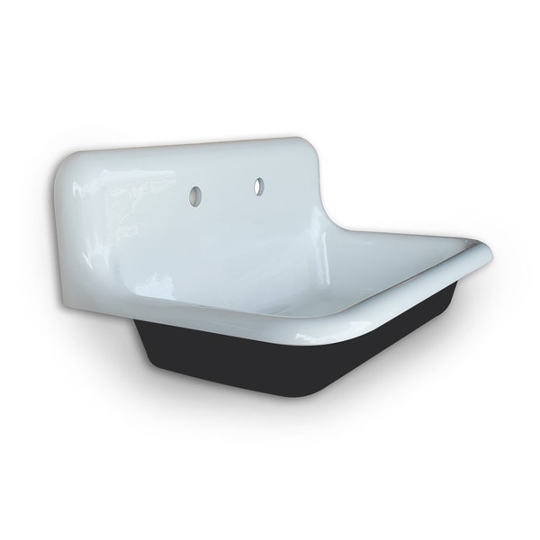 WALL MOUNTABLE! 30" x 18" Single Bowl Reproduction Farmhouse Sink - Tricorn Black