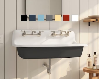 Wall Mount 36″ x 18″ Single Bowl Bath/Utility Sink – Two Faucets - Color Options