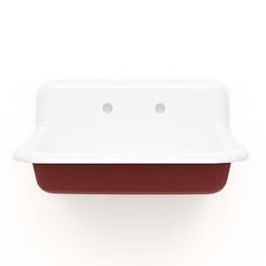 WALL MOUNTABLE! 30&quot; x 18&quot; Single Bowl Reproduction Farmhouse Sink - Rookwood Red