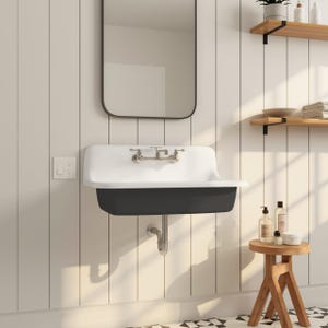 WALL MOUNTABLE! 30" x 18" Single Bowl Reproduction Farmhouse Sink - Tricorn Black