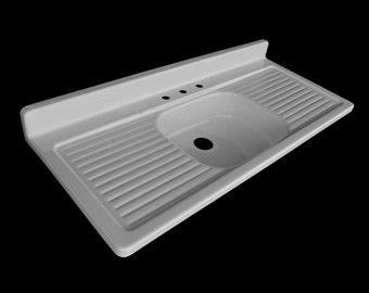 54" X 24" Single Bowl Double Drainboard Farmhouse Sink Reproduction Model SBDW5424