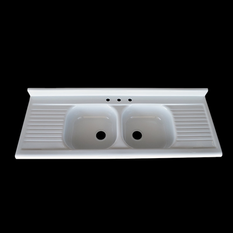 66 X 25 Double Bowl Drainboard Farmhouse Sink Reproduction Model Dbdw6625