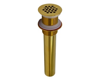 Polished Brass 1.5″ Metal 19-Hole Grid Drain Assembly Without Overflow