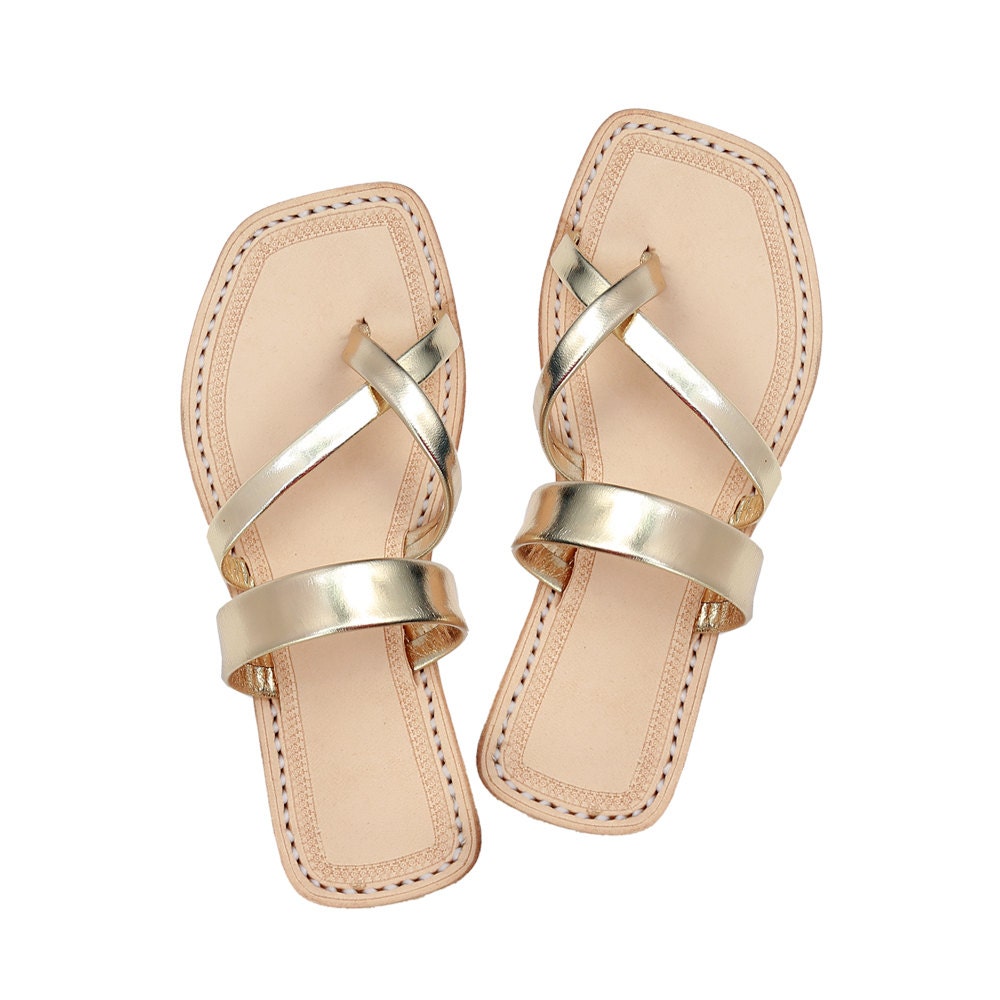 Golden sandal for ladies Etsy