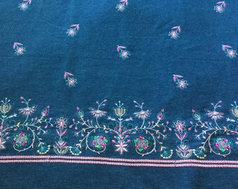 embroidered denim fabric by the yard