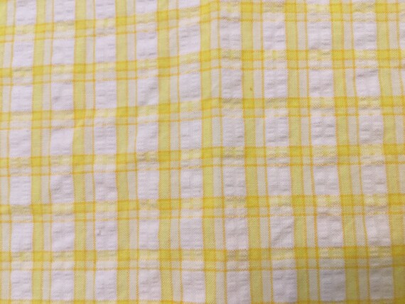 Vintage Seersucker Bright Plaid Orange Lime Green Pink Cotton Fabric BTY 46/" W