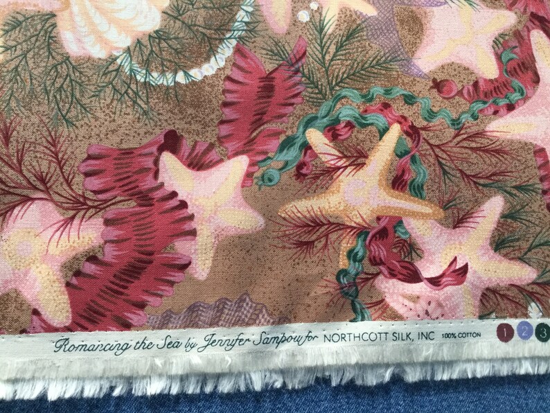 44\u201d x 28\u201d shells pearls starfish Rare Jennifer Sampou OOP Fabric- Romancing the Sea Northcott Silk Inc dreamy cotton gorgeous