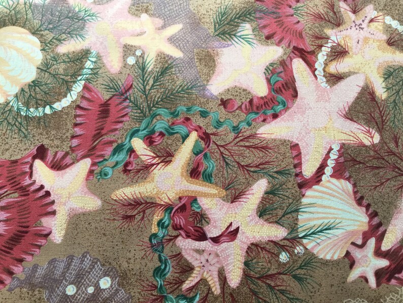 44\u201d x 28\u201d shells pearls starfish Rare Jennifer Sampou OOP Fabric- Romancing the Sea Northcott Silk Inc dreamy cotton gorgeous