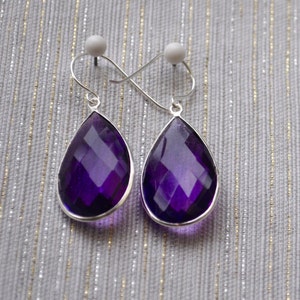 Purple Pear Earrings Richly Dangling image 2