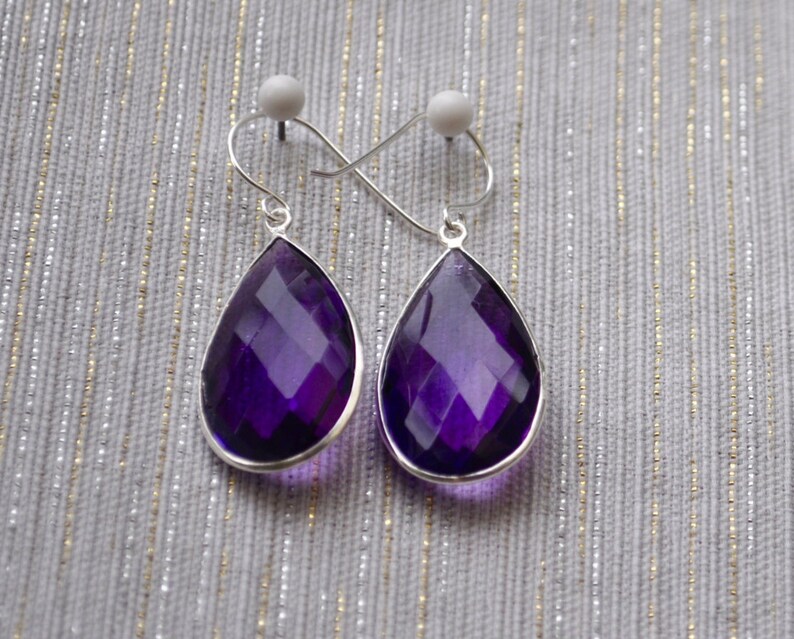 Purple Pear Earrings Richly Dangling image 2