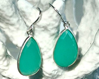 Gorgeous Green Chrysoprase Drop Earrings