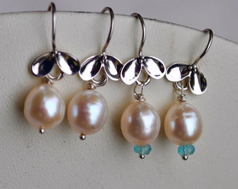 Pretty Pear Petal Earrings - with or without Aquamarine