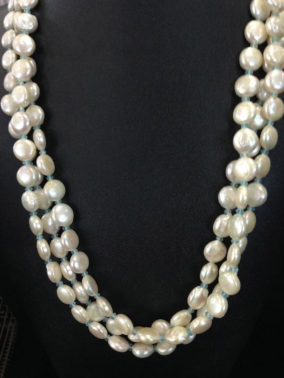 Radiant Luxe Triple Strand Coin Pearls Necklace Etsy Australia