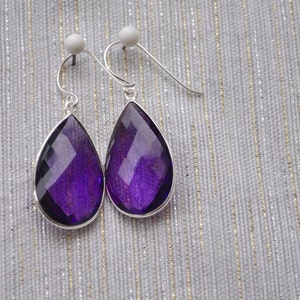 Purple Pear Earrings Richly Dangling image 1