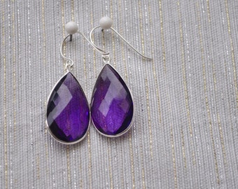 Purple Pear Earrings Richly Dangling