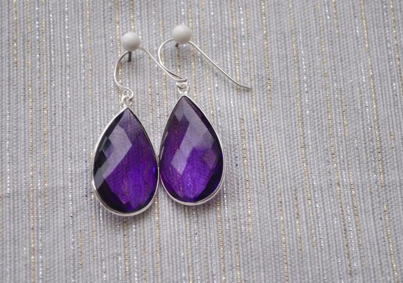 Purple Pear Earrings Richly Dangling image 1